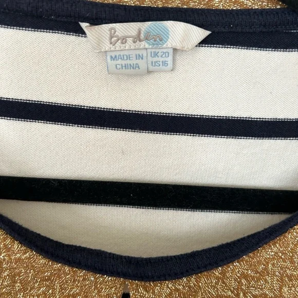 Boden Striped Gold Shimmer Collar Top - Picture 5 of 12
